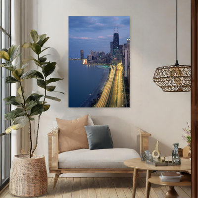 Ville au bord de l'eau, lac Michigan, Chicago, comté de Cook, Illinois, États-Unis, paysage moderne abstrait, art naturel