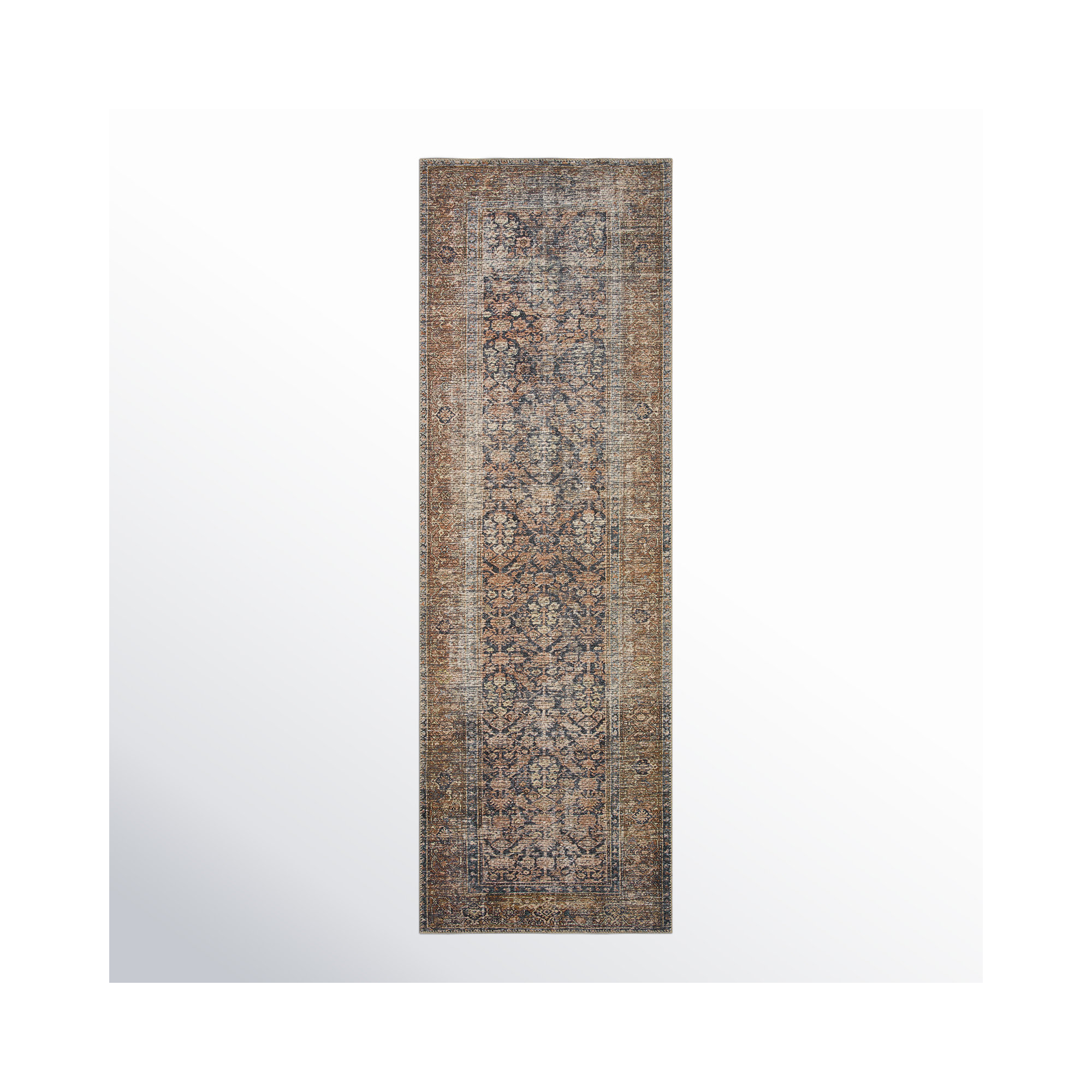 Billie Oriental Ink / Salmon Area Rug, Runner 2'6" x 7'6"