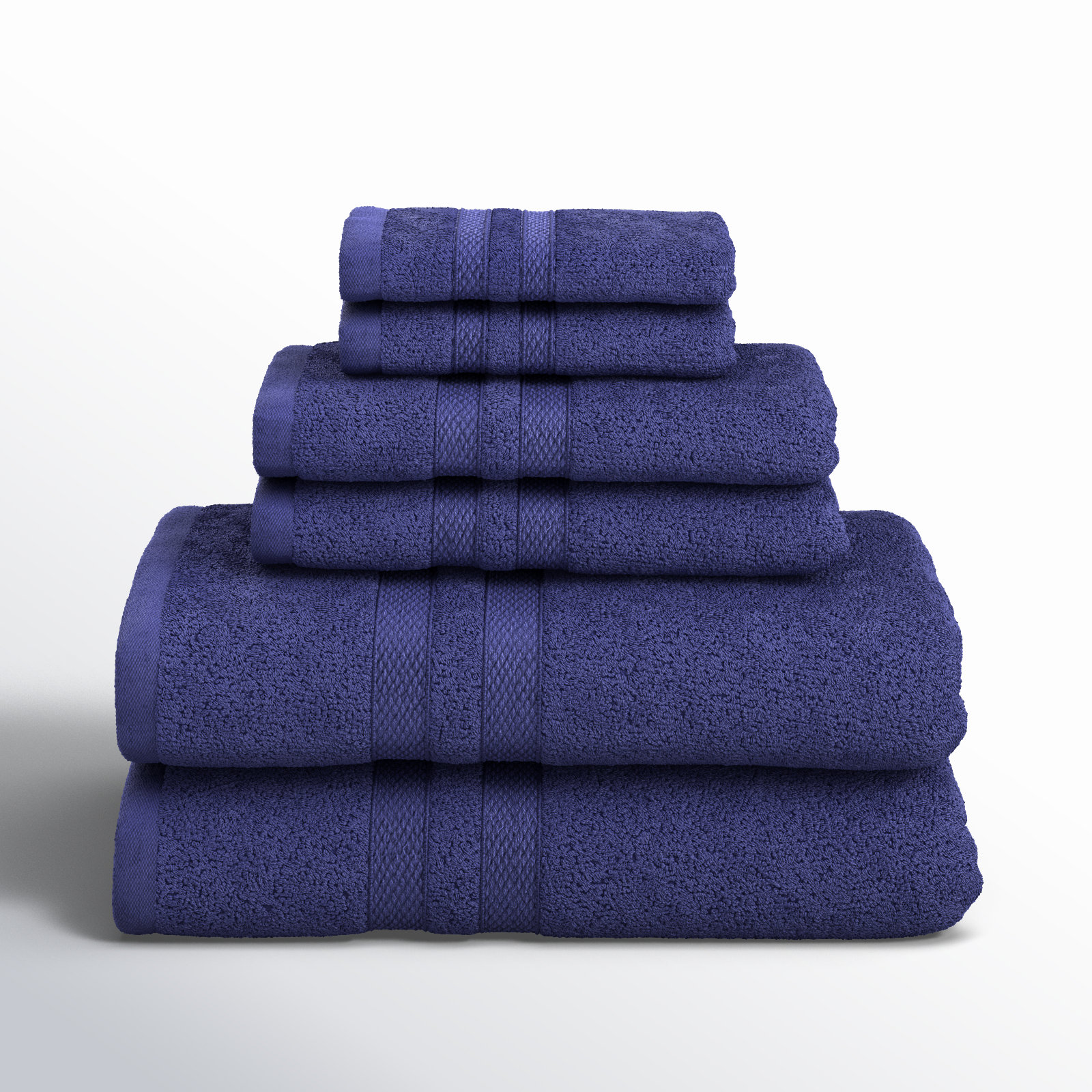 6-Piece Cotton Towel Set, Navy Blue