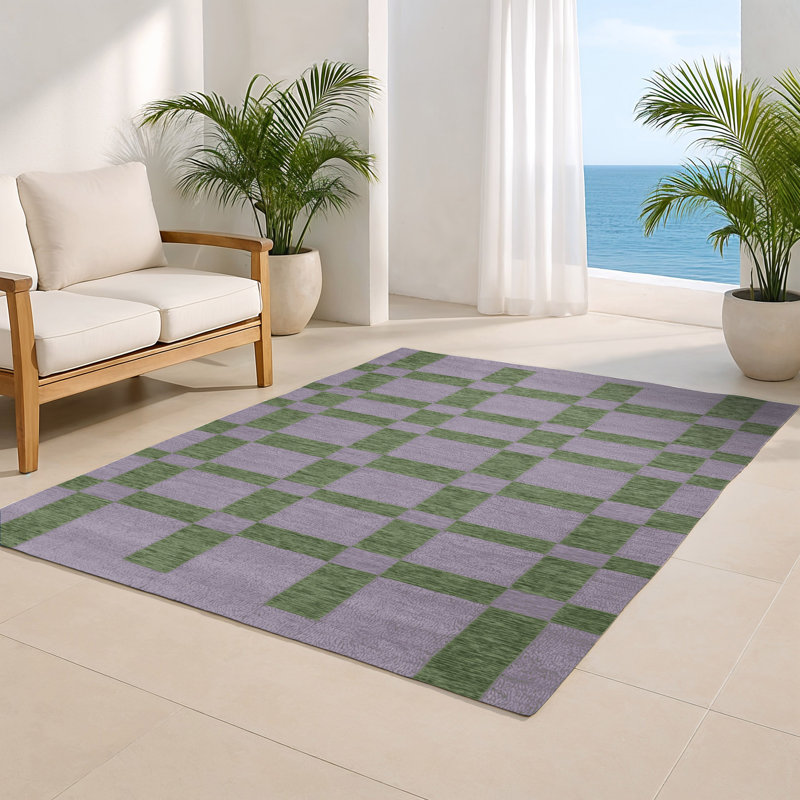 Tapis d'intérieur et d'extérieur à carreaux rose, Rectangulaire 2 pi x 3 pi