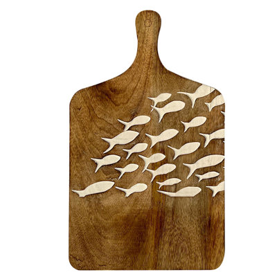 Charlesworth Home Decor Chopping Board Fish Boxes and Trays | Rectangular Brown Board - 2x33x20cm