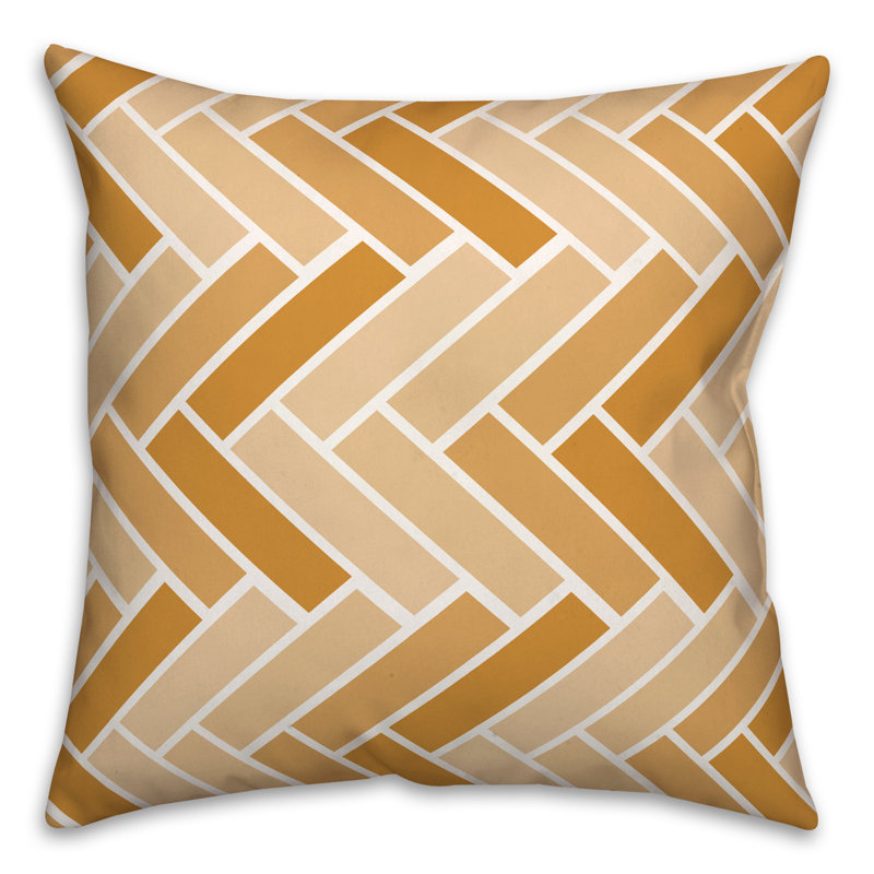 Geometric Outdoor Reversible Throw Pillow, Orange/Yellow