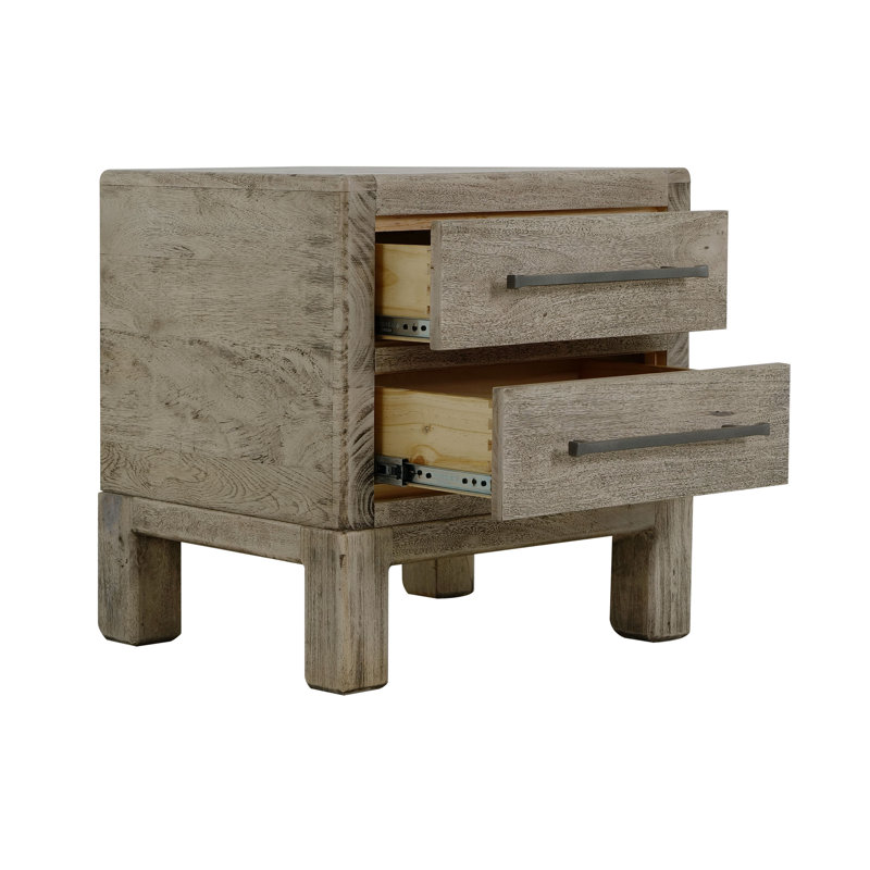 2 tiroirs, table de chevet, Marron clair
