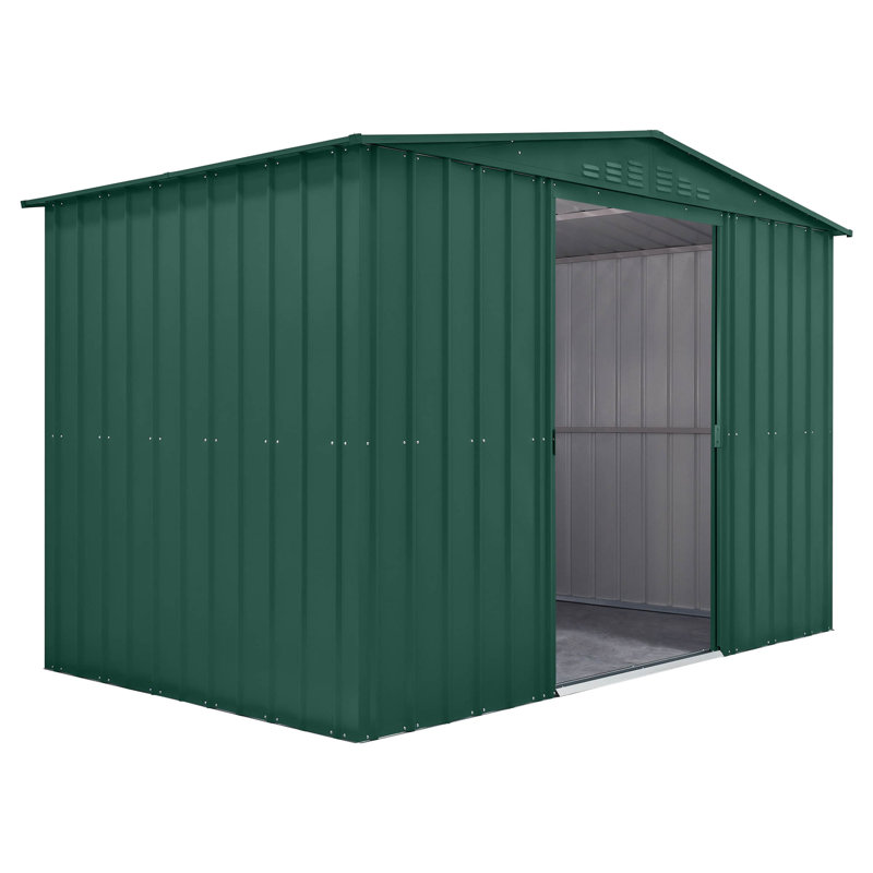 Globel 10 X 6 Apex Grey Metal Shed, Green