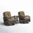 Denison 2-Person Outdoor Seating Group, Wicker Swivel Chairs with Cushions and Side Table-1308182682