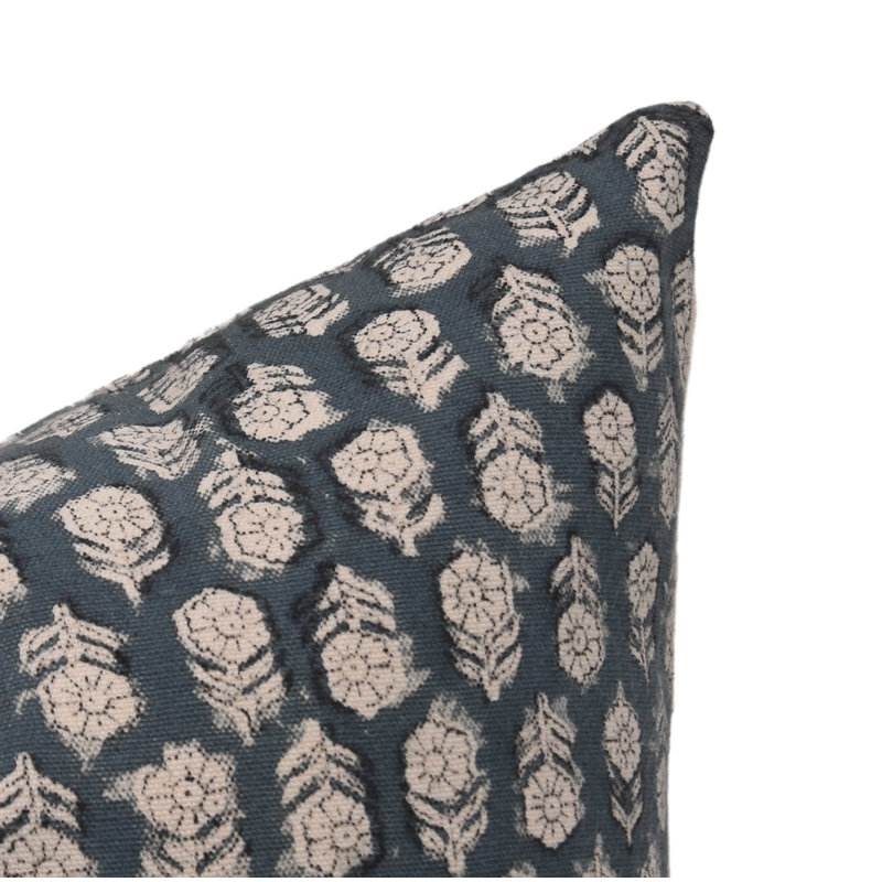 Fabdivine Elegant Floral Hand Block Print Cushion Handmade Rustic Cotton Pillow Cover- Tulsi Buti, 20"H x 20"W