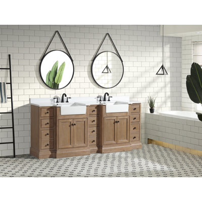 Meuble-lavabo autoportant 84 po Kelly, sapin vieilli