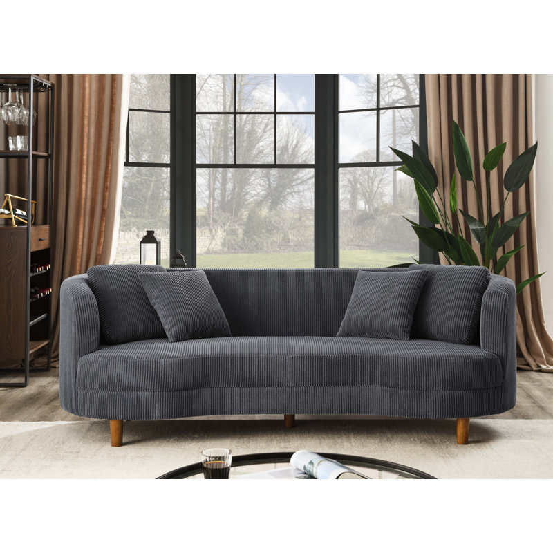 Lutanda 90'' Corduroy Sofa, Dark Gray Corduroy
