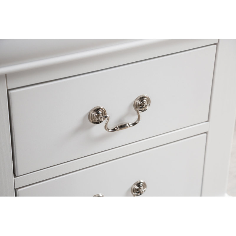 Meuble de chambre à coucher de style transitionnel 1 pièce avec pattes de support à l'épreuve de la poussière, tiroirs suspendus, tiroirs à queue d'aronde anglaise, meubles de chambre à coucher, finition blanche