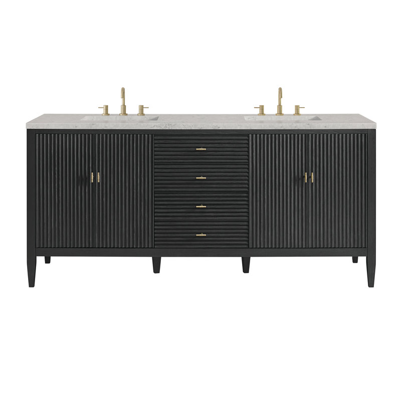 Myrrin 72'' W Double Vanity, Eternal Jasmine Pearl, Carbon Oak