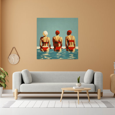 Red Abstract Coastal Summer Art