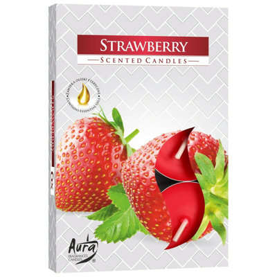 Strawberry Scented Tealight Candle with Glass Holder