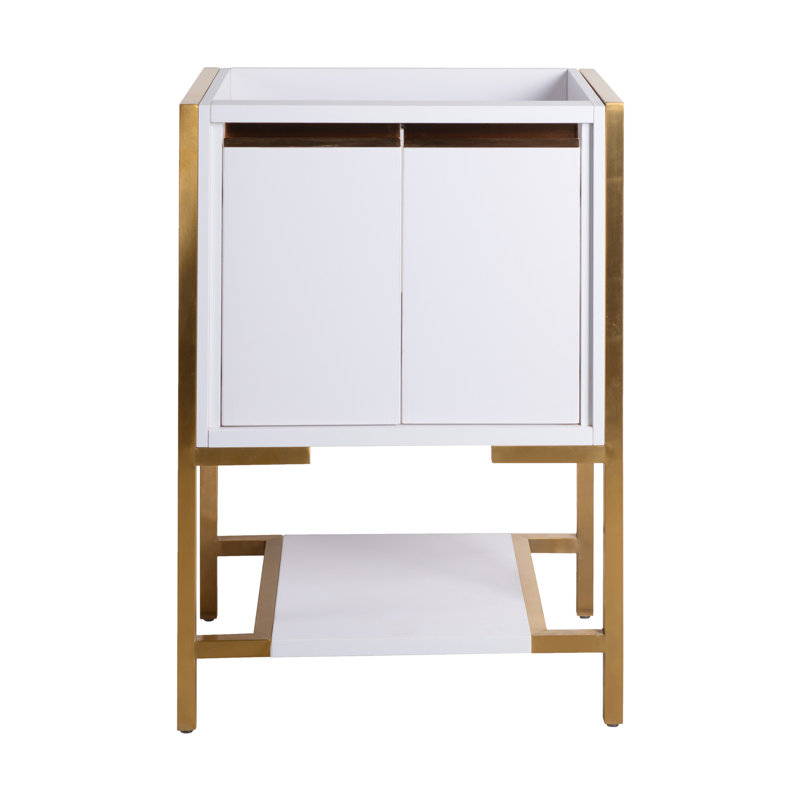Meuble-lavabo pour salle de bain Marseille 24 po blanc et or brossé seulement (Sm-Bv217wbg)