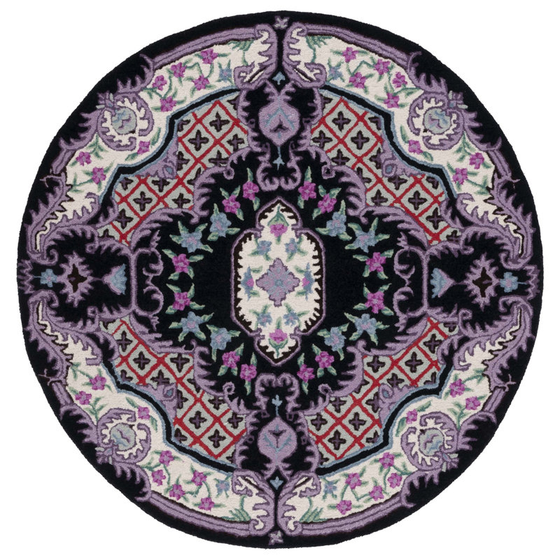 Danny-Junior Hand Tufted Wool Floral Rug, Round 5'