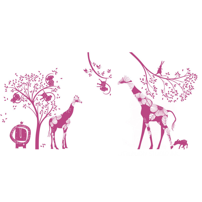 Décalcomanie murale jungle baby, Rose foncé