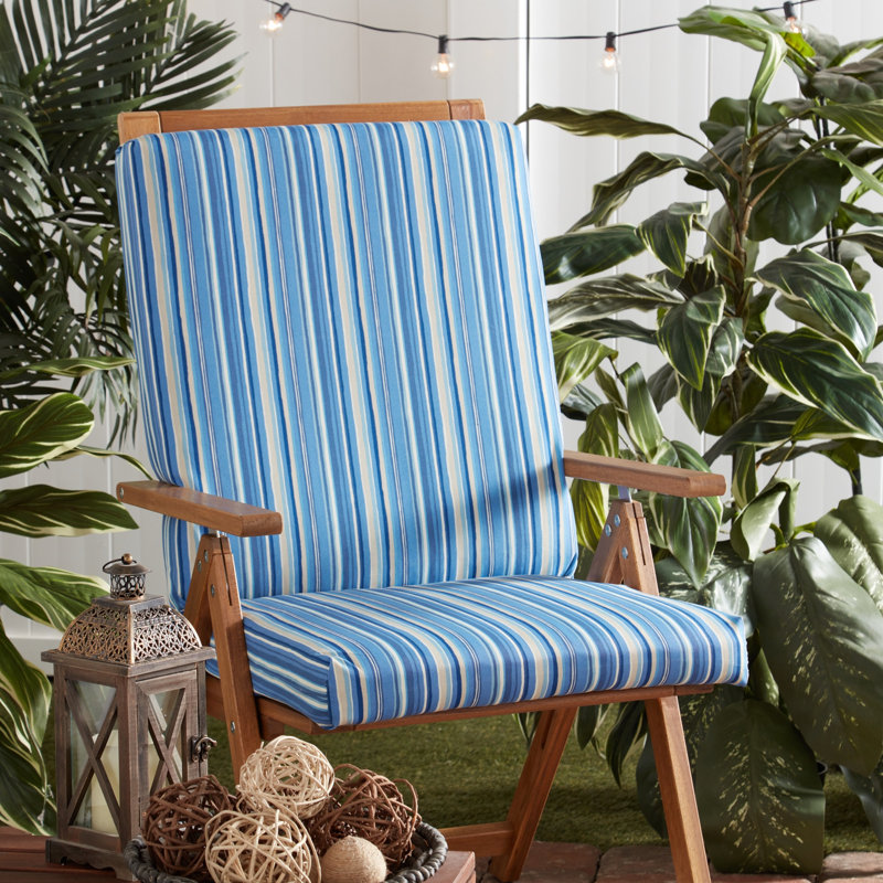 High Back Dining Chair Pad, Sapphire Striped