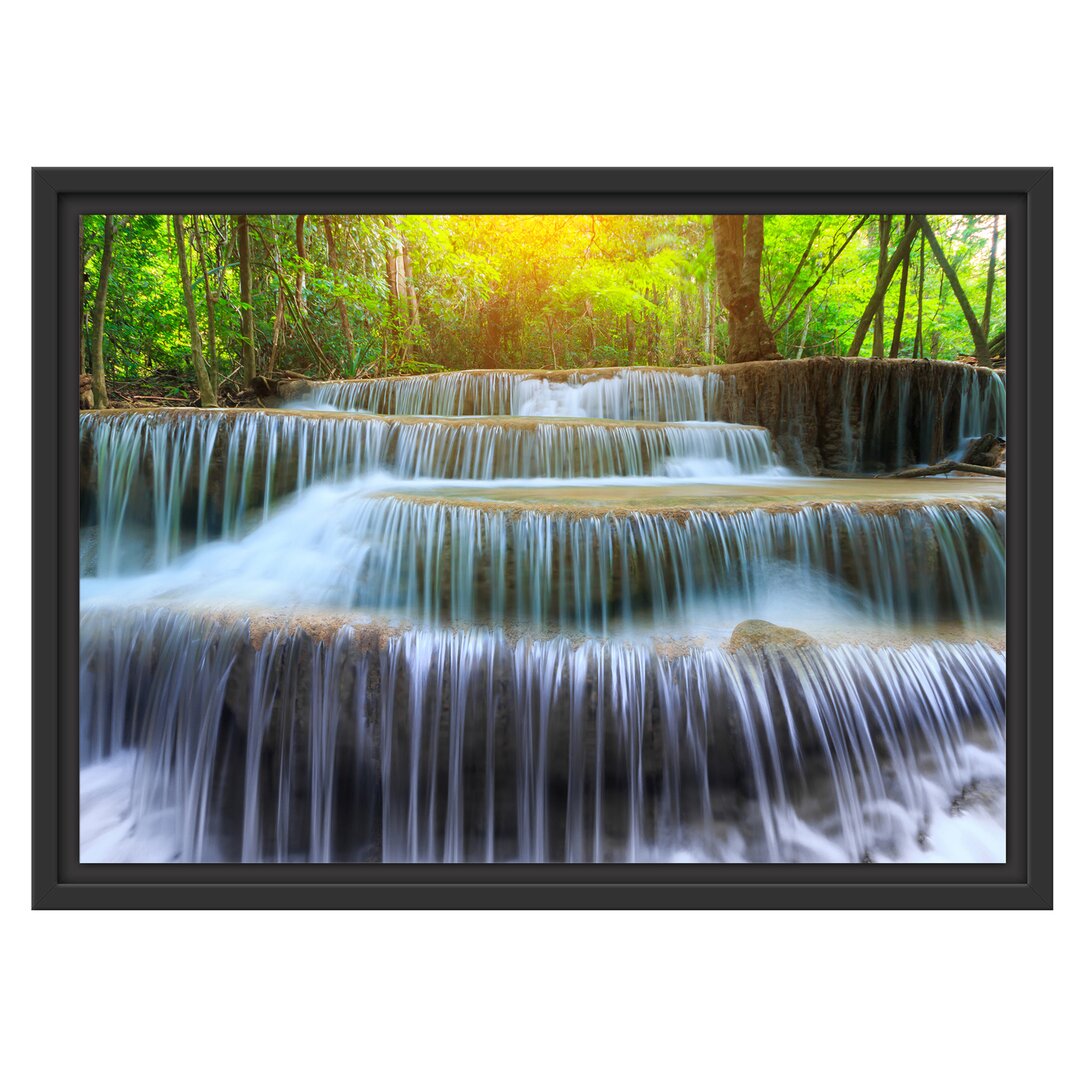 Gerahmter Fotodruck Wasserfall im Regenwald