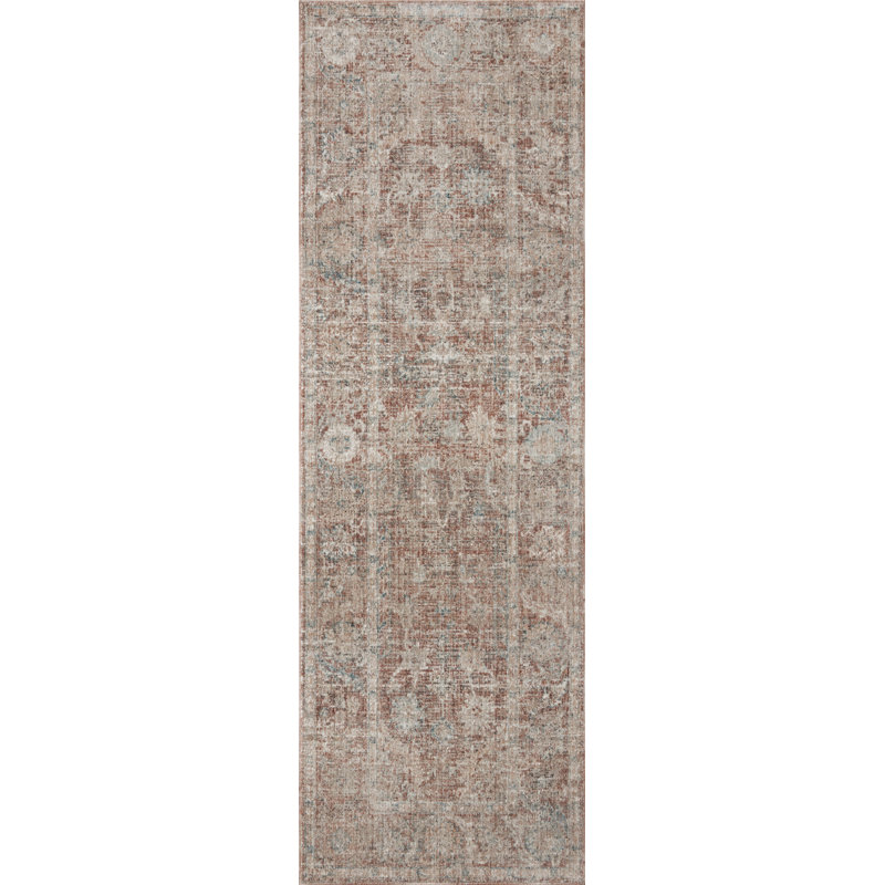 Millie Brick and Fog Floral Synthetic Area Rug 4x5