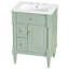 Meuble-lavabo de 24 po avec lavabo, armoire de salle de bain autoportante avec tiroir rabattable, tablette réglable, structure en bois d'hévéa massif, panneaux de fibres à densité moyenne et poignées en métal-1131429731