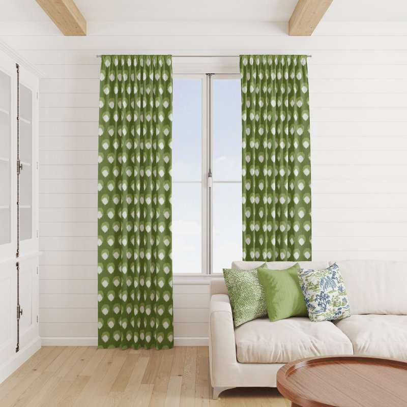 Rideaux ikat vert mousse Chartreuse, L 50 po x L 72 po