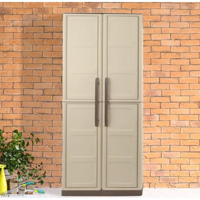 Broom Cupboard, 2 Doors And 3 Polypropylene Shelves, 100% Made In Italy, 70X39H165 Cm