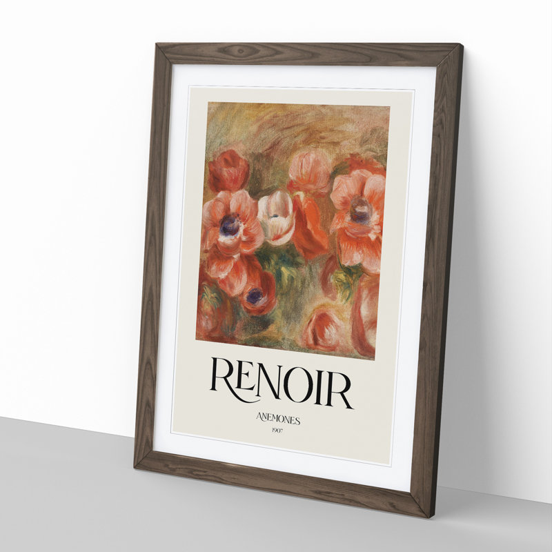 Anemones by Pierre-Auguste Renoir - Picture Frame Painting, Walnut Framed, 36cm H x 27cm W x 2cm D