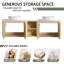Meuble-lavabo mural double 72 po avec éviers d'art en céramique et 1 tablette de rangement, chêne blanc américain-1757684473