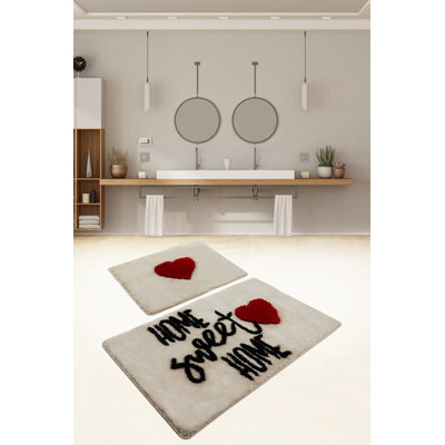 Premium Acrylic Bathmat Set (2 Pieces), White, 23.6 x 39.4 inches & 19.7 x 23.6 inches | 100% Acrylic, 1450 g/m² | Antibacterial, Non-Slip Underside, Machine Washable at 30°C | Soft & Durable for Bathroom Comfort