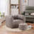 Chenille Soft Bean Bag Chair,Multifunctional Comfortable Square Sofa with Footstool-1570893363