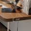 Bureau rectangulaire brun, bois massif transparent et acrylique-747172125-747172126