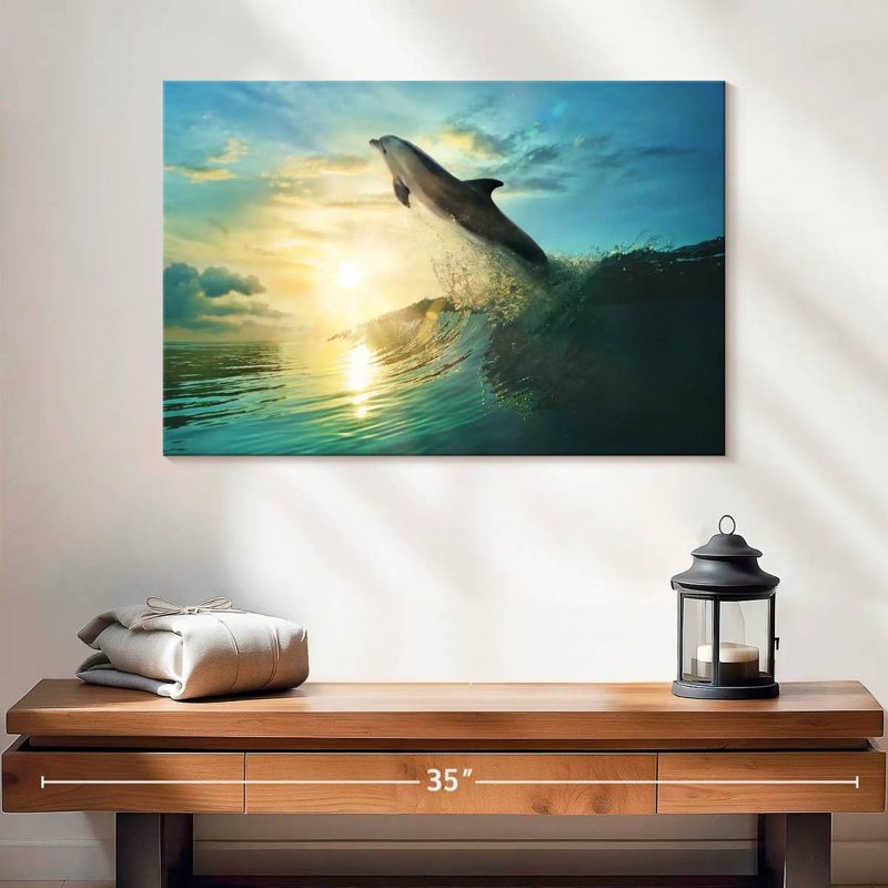 Brampt Sunset Dolphin, 16" H x 24" W