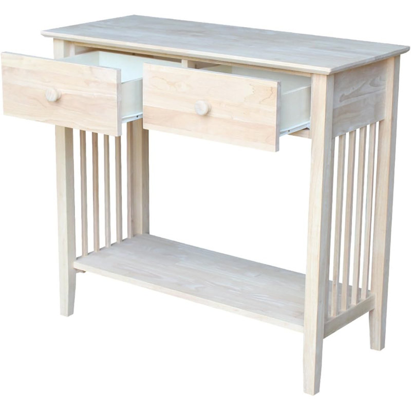 Solid  Server Table With 2 Drawers And Shelf, Unfinished Console Table For Residential Use, Ready To Assemble