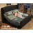Dulane 50.8"H Adjustable King Bed with Nailhead Trim Wingback & Deep Button Tufted Headboard, Black-1226737308-1226737309