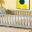 Lit double pleine grandeur avec barrière de sécurité et porte, gris, parfait pour les personnes et les espaces compacts-118038288-118038285