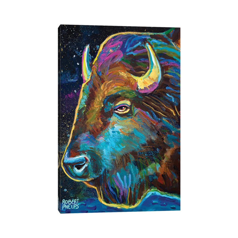Galactic Buffalo by Robert Phelps - Painting on Canvas, 66.04cm H x 45.72cm W x 1.91cm D, Wrapped Canvas