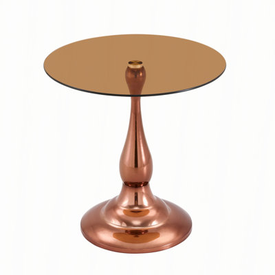 Table d'appoint ronde en verre 20 pouces avec base en métal artistique