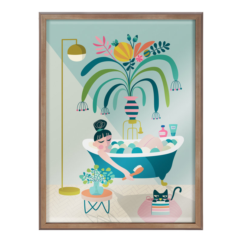 «Time to Relax» par Rachel Lee, art mural en verre encadré 3 oiseaux