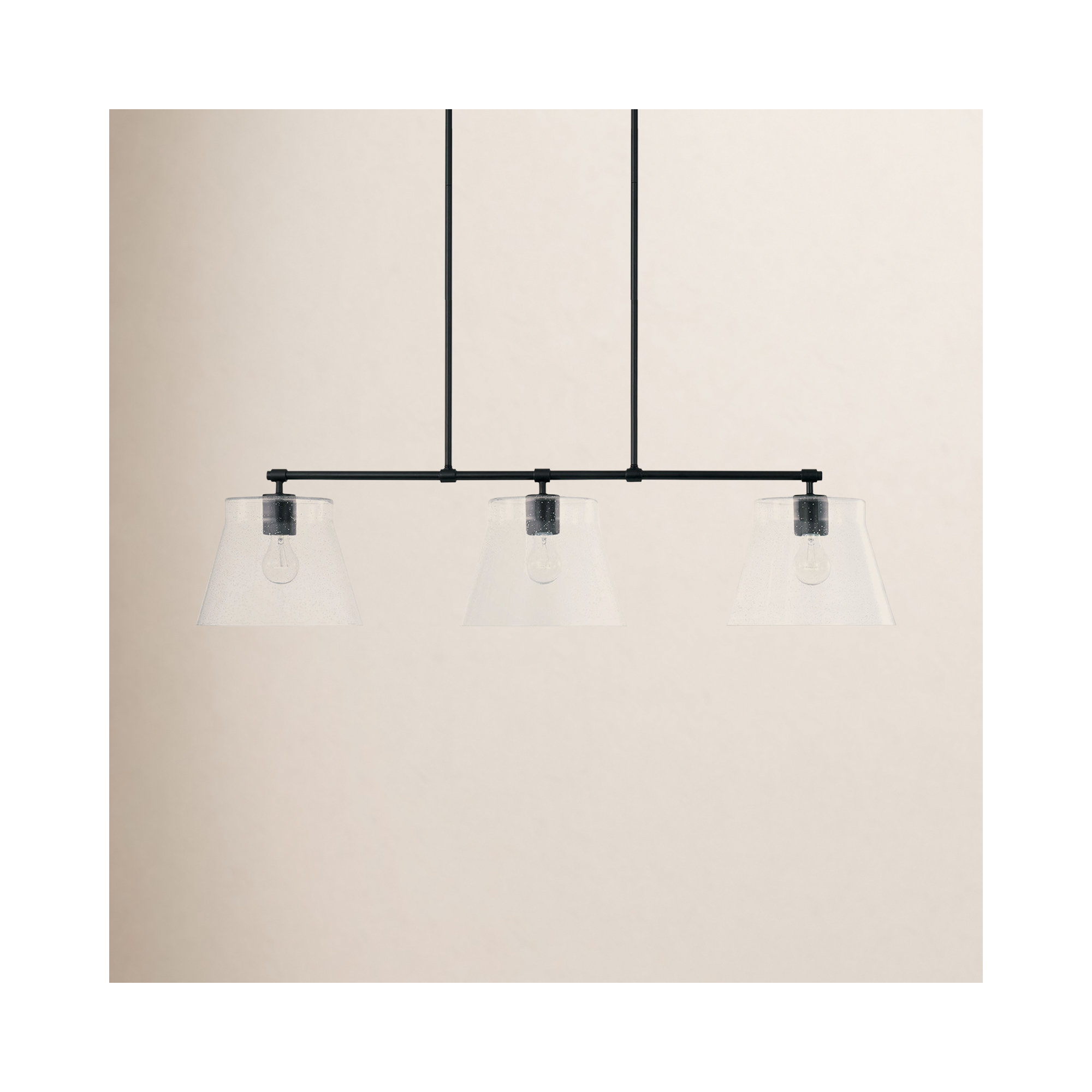 Alorie 3 Light Glass Dimmable Pendant, Matte Black