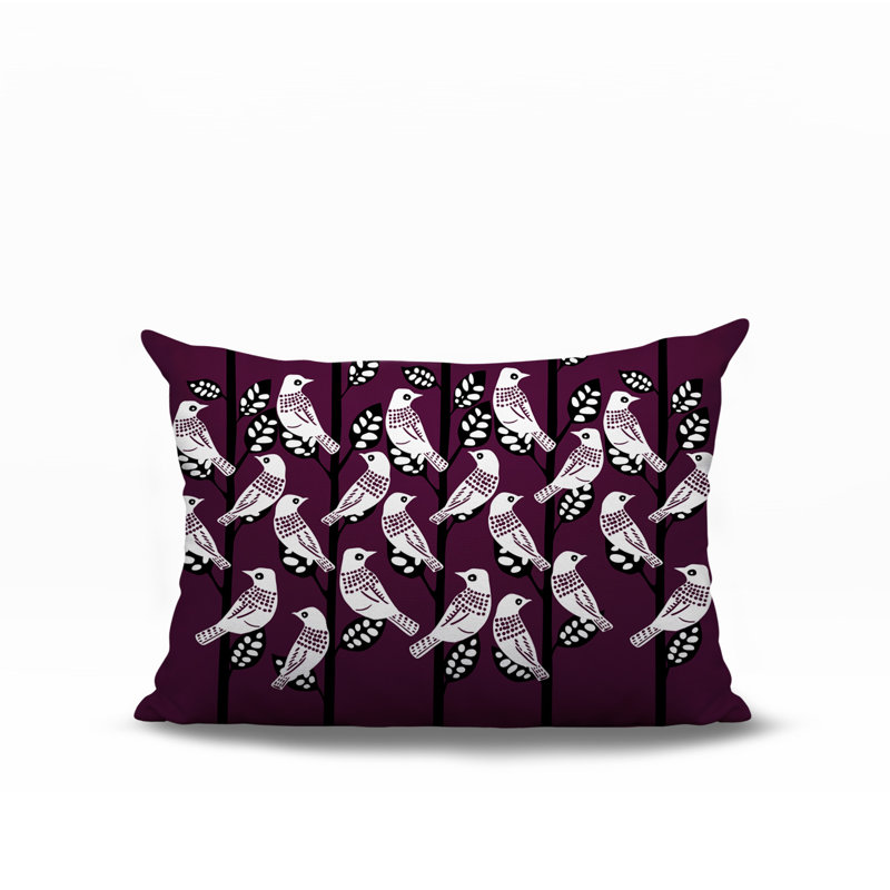 Oreiller rectangulaire réversible intérieur / extérieur Keaton Bird, Mauve, Rectangle H 18 po x l 25 po
