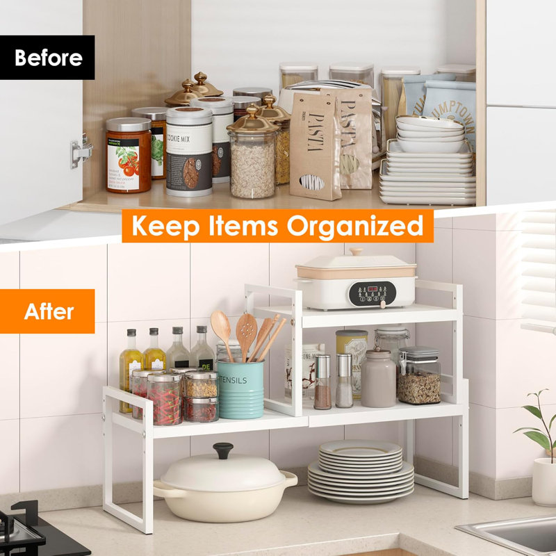 Organisateur de comptoir de cuisine extensible, Blanc
