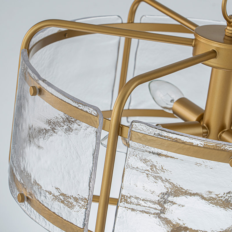4-Light Lantern Waterglass Chandelier, Gold