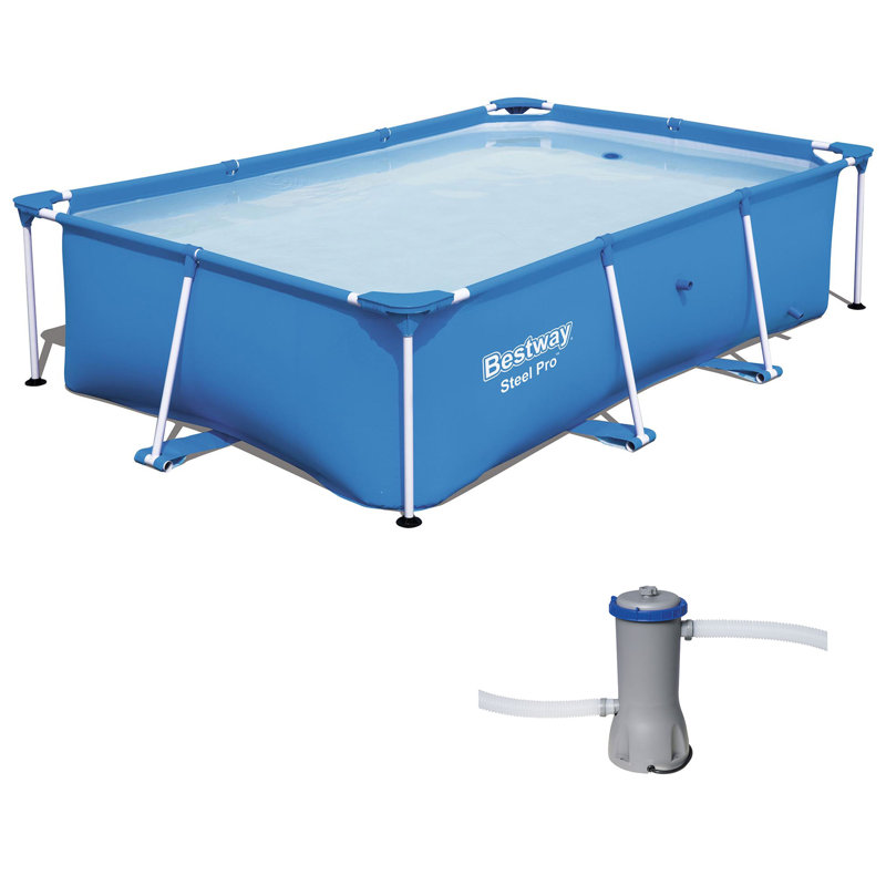 Bestway 8.5ft x 5.5ft x 24in Rectangular Above Ground Pool Frame with Filter Pump