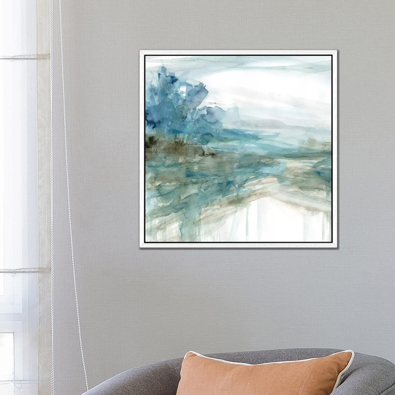 Shimmering Treeline I by Carol Robinson - Painting on Canvas, White Framed, 45.72 cm H x 45.72 cm W x 1.91 cm D