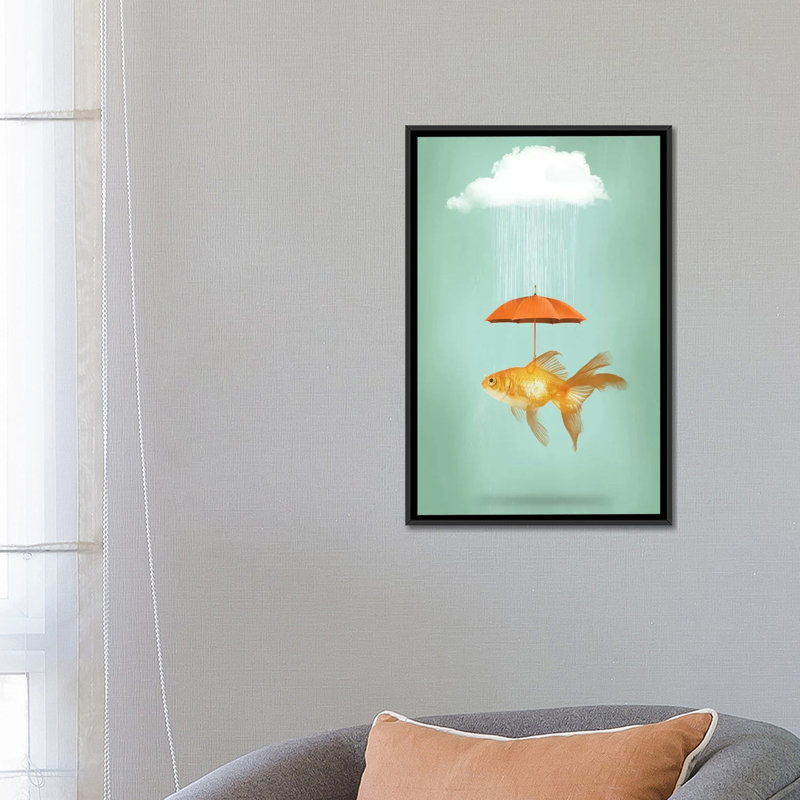 « fish cover iii », reproduction d’impression sur toile, H 26 po x l 18 po x P 1,5 po, Toile avec cadre noir, Pas de tapis