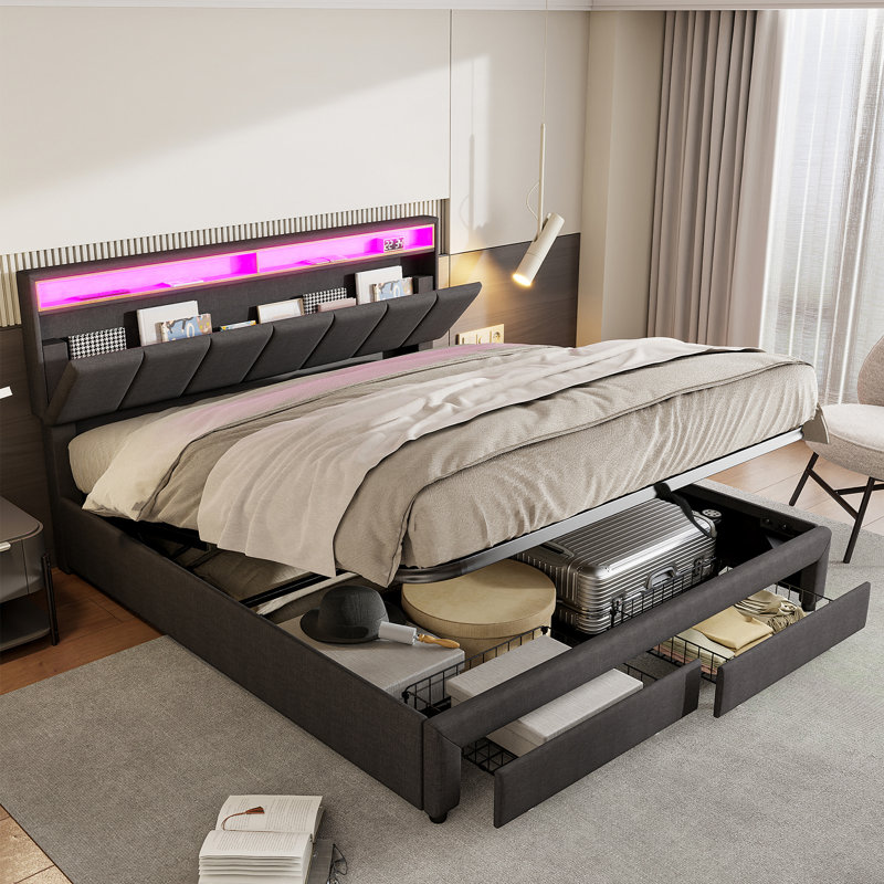 Upholstered Ottoman Storage Bed, Super King (6')