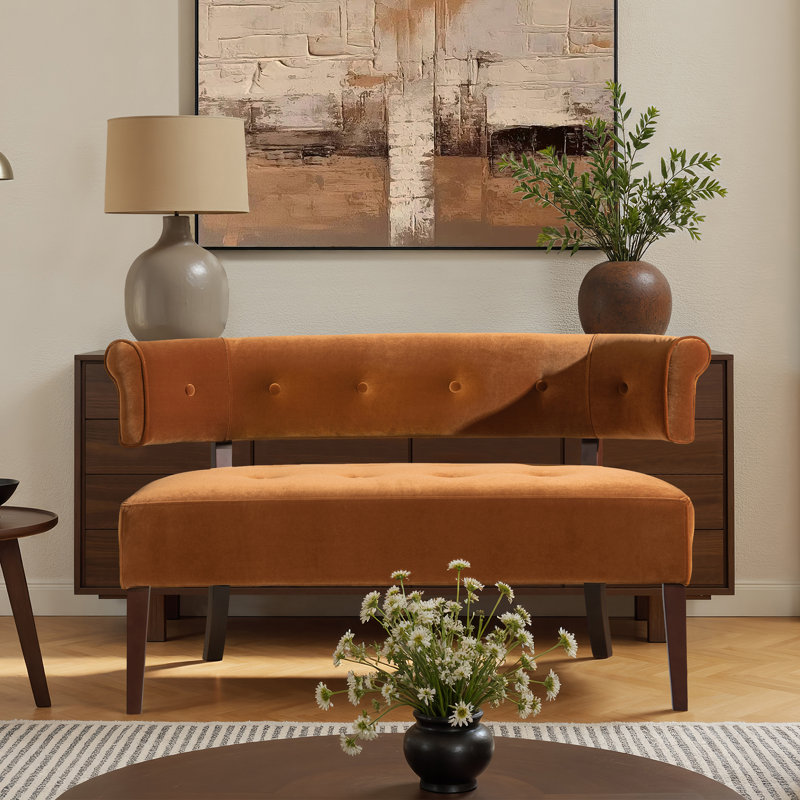 Ilithya 51'' Velvet Settee, Orange