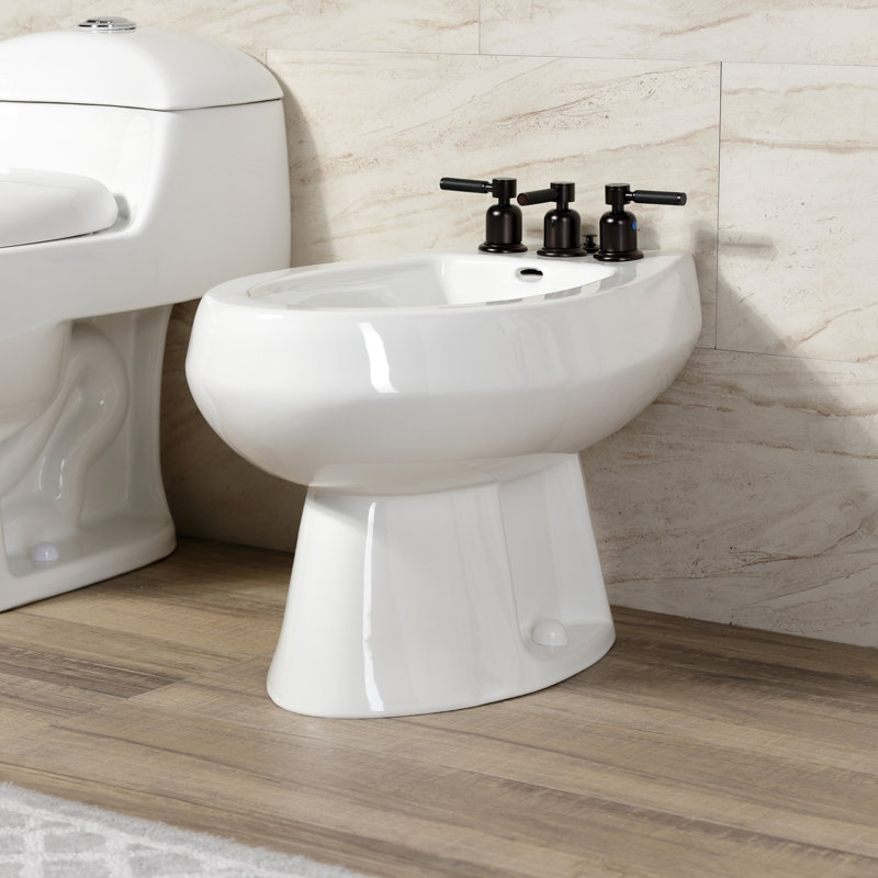 Kingston Brass Kaiser Three-Handle Vertical Spray Bidet Faucet with Brass Pop-Up, Oil Rubbed Bronze