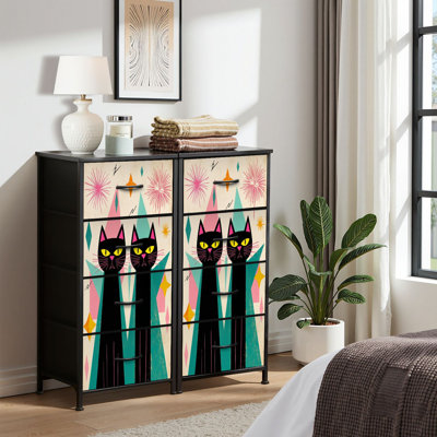 4 Drawer Dresser for Bedroom, Narrow Chest of Drawers, Wooden Top and Study Iron Frame 18"x37.5"-(WxH)