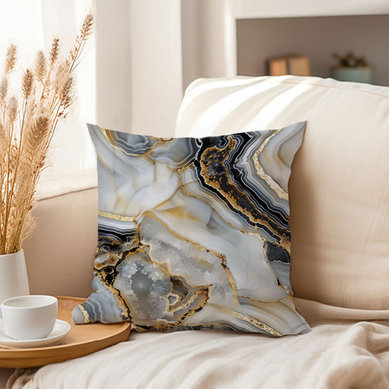 Abstract Gray Marble Geode Pattern VI Modern, 18"H x 18"W