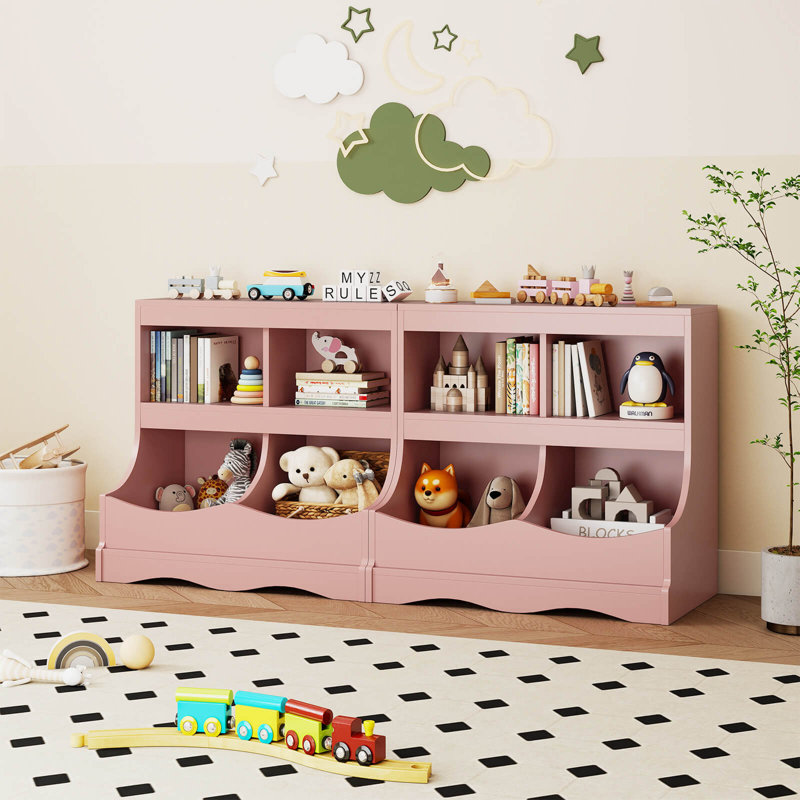 Bibliothèque pour jouets pour enfants 4 pièces, Rose